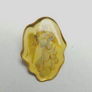 Vintage Angel Lapel Pin, Yellow Tone Brooch, Protection Guardian, Estate